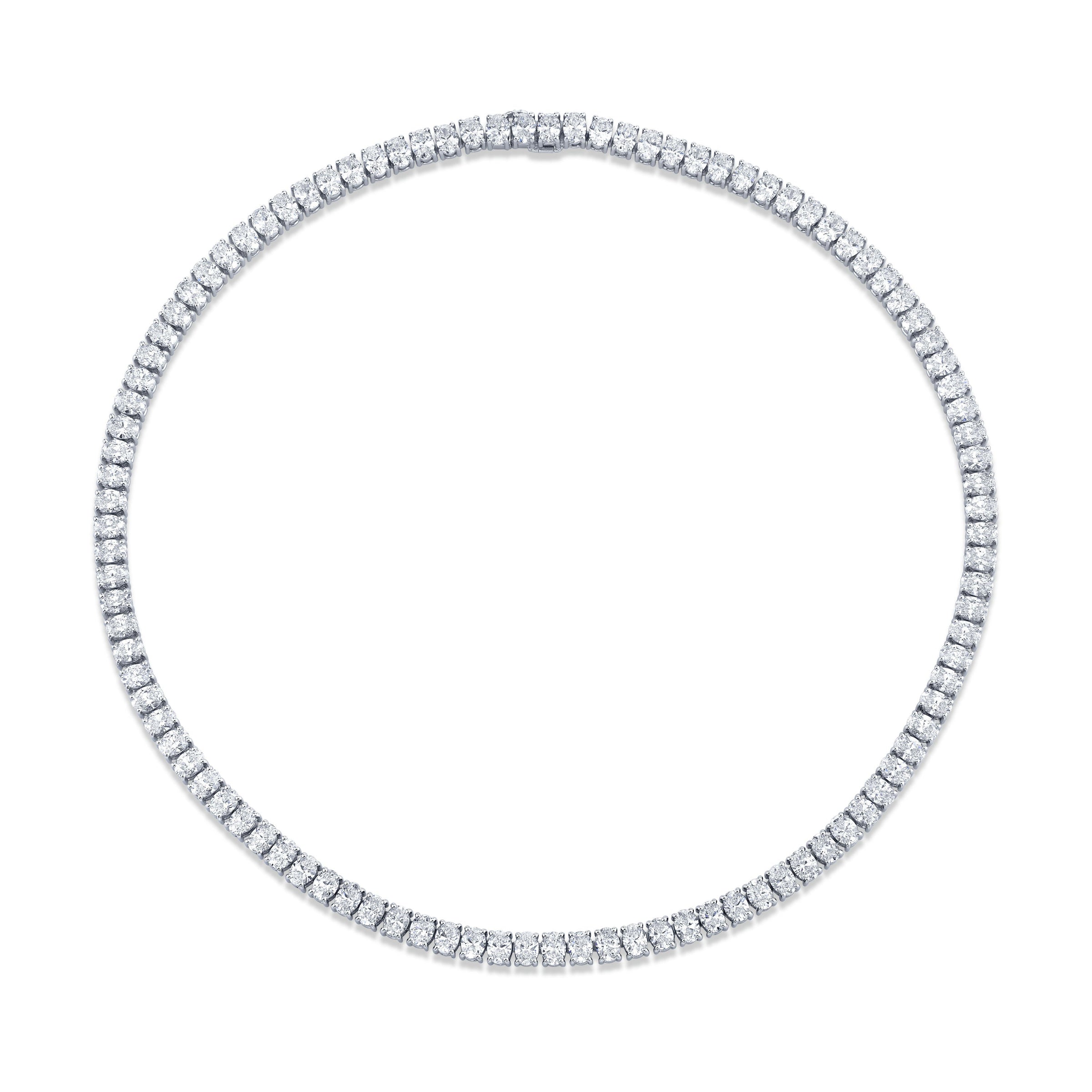 Straight Line Oval Diamond Necklace