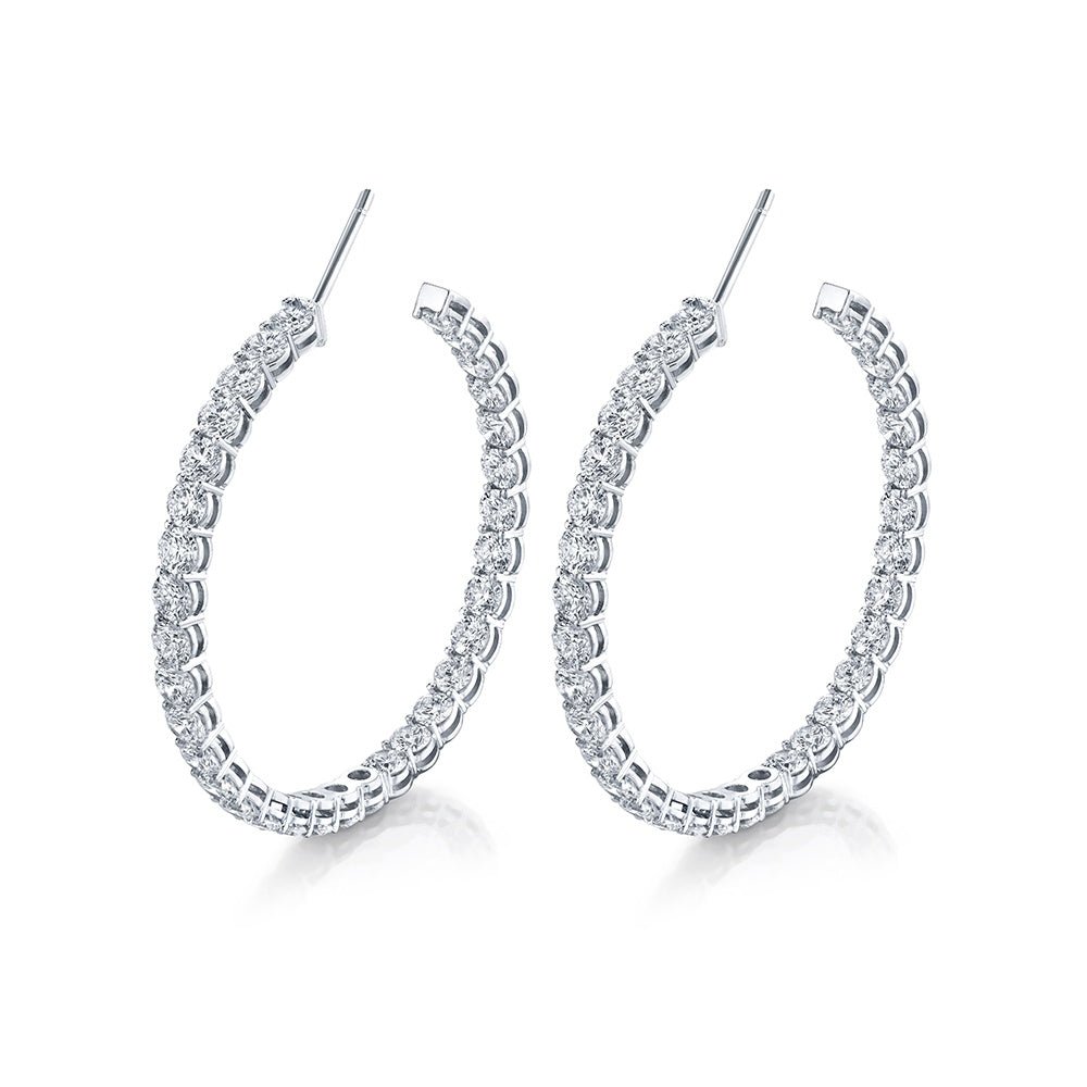 Signature Round Diamond Hoops - Large