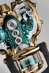 MB&F 91.SYL.GR  Horological Machine No.9 'Flow'  Sapphire Vision Yellow Gold Green Dial Limited Edition