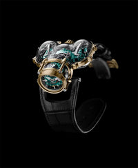 MB&F 91.SYL.GR  Horological Machine No.9 'Flow'  Sapphire Vision Yellow Gold Green Dial Limited Edition