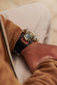 MB&F 91.SYL.GR  Horological Machine No.9 'Flow'  Sapphire Vision Yellow Gold Green Dial Limited Edition