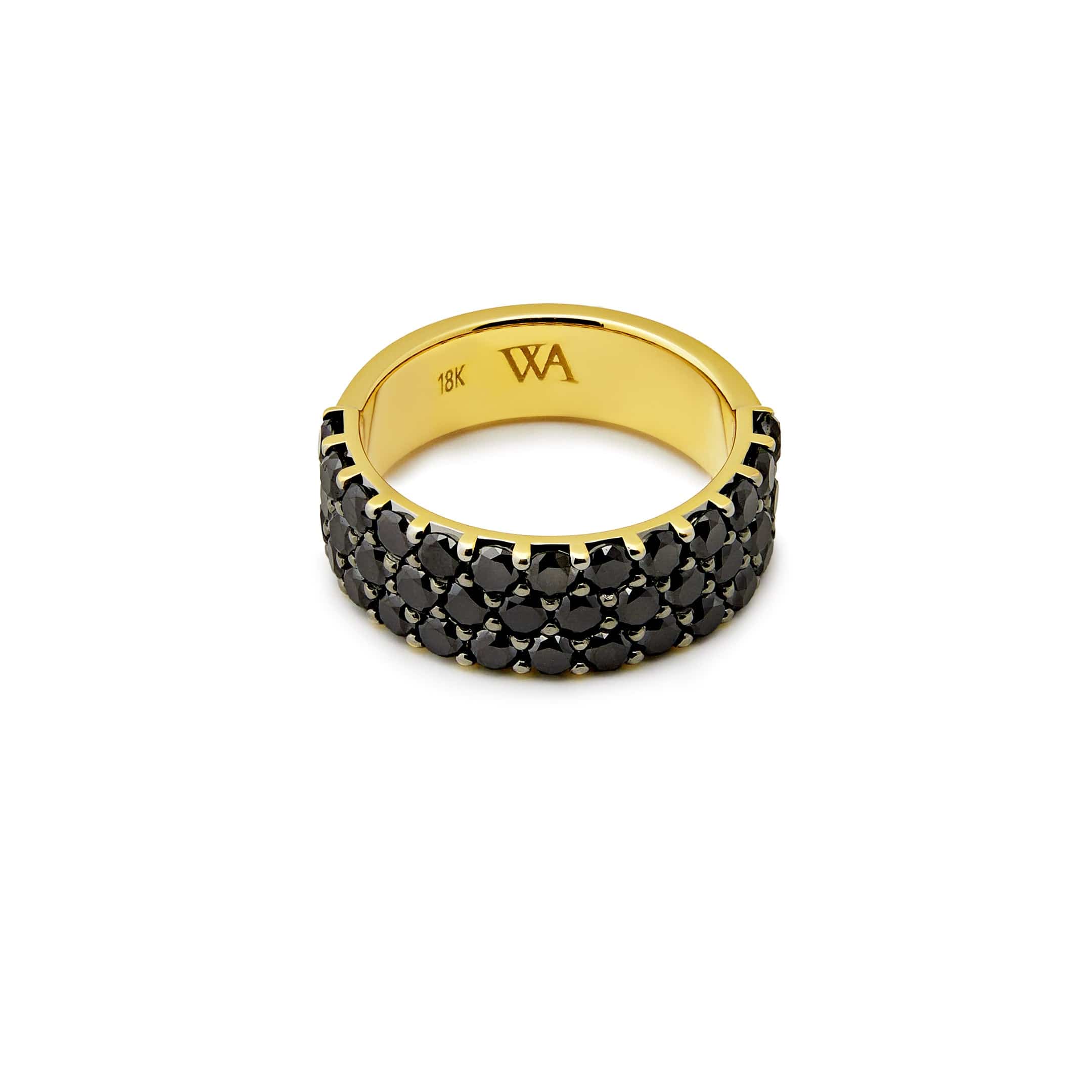 Mens 18k Yellow Gold Ring with Black Diamonds