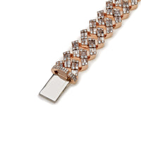 Mens Baguette Diamond Chain Rose Gold Necklace
