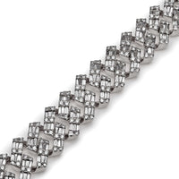 Mens Baguette Diamond Chain White Gold Bracelet