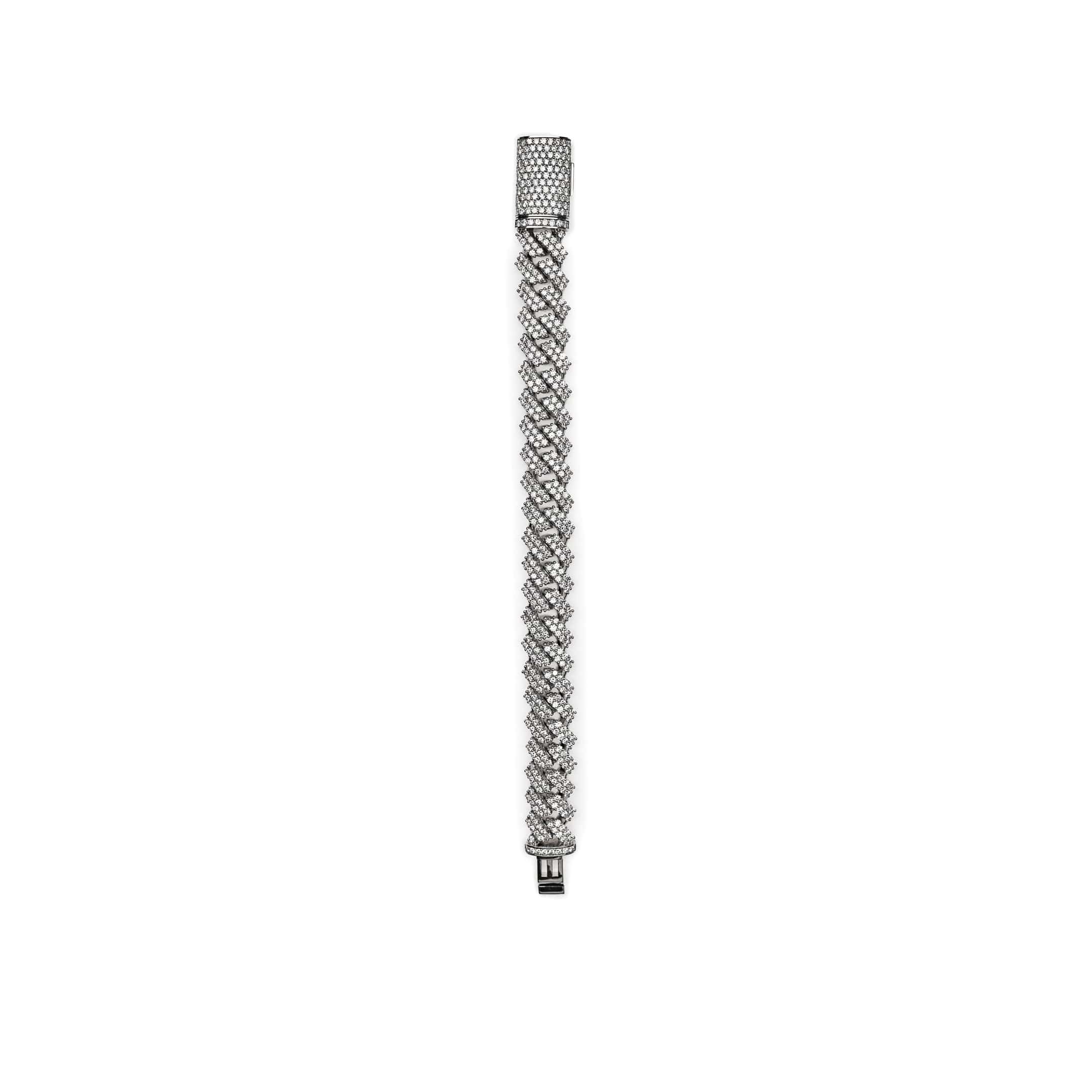 Mens Cuban Link Diamond Chain White Gold Bracelet