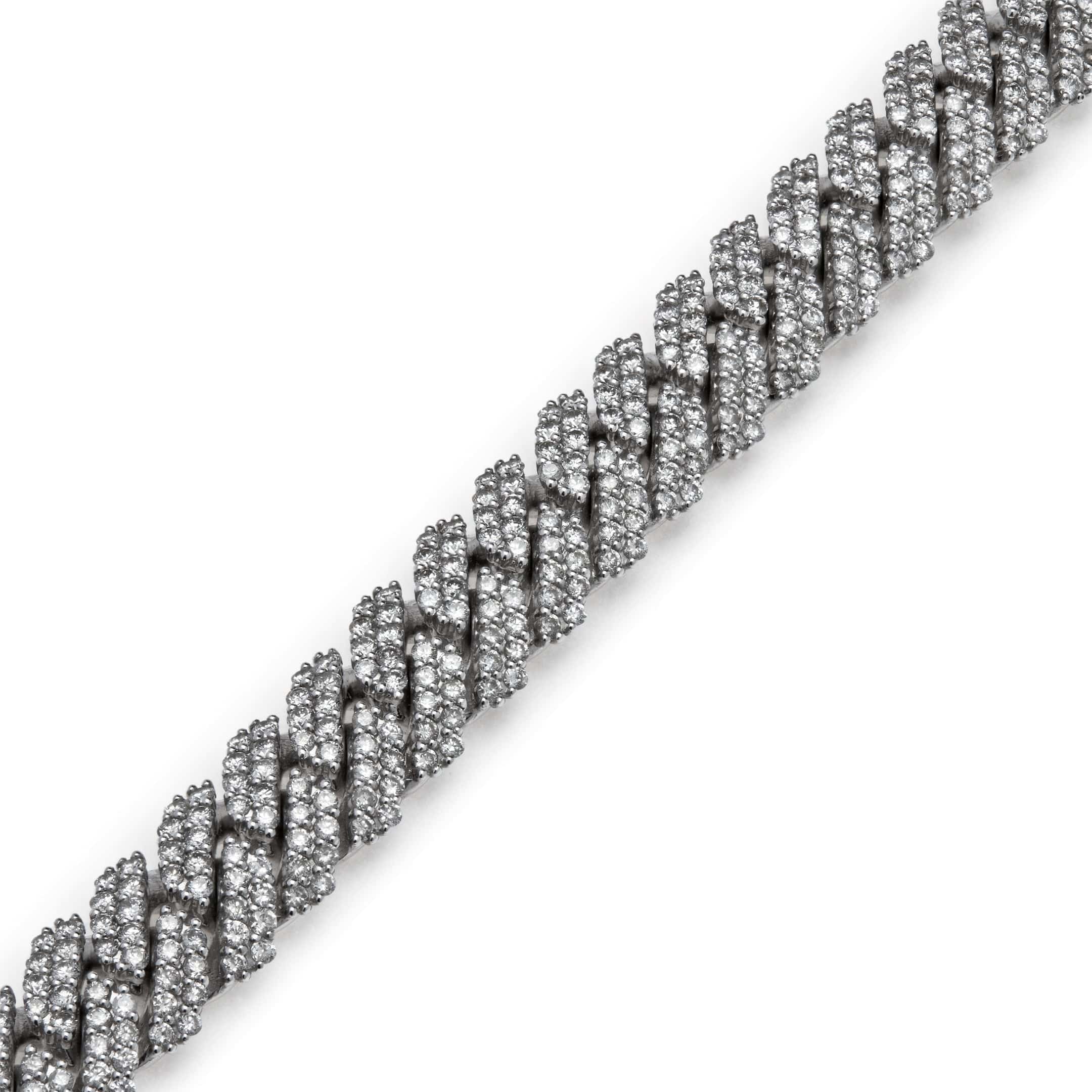 Mens Cuban Link Diamond Chain White Gold Bracelet