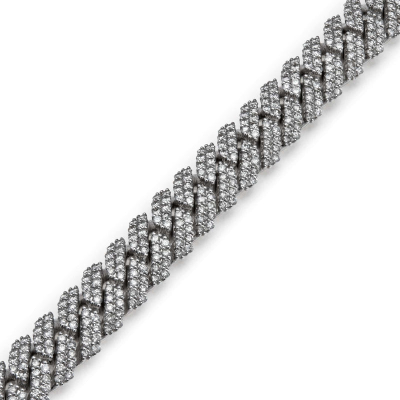 Mens Cuban Link Diamond Chain White Gold Bracelet