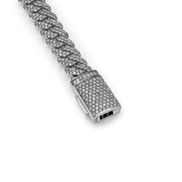 Mens Cuban Link Diamond Chain White Gold Bracelet