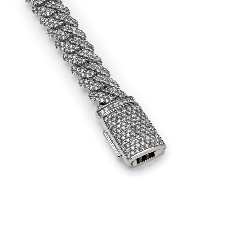 Mens Cuban Link Diamond Chain White Gold Bracelet