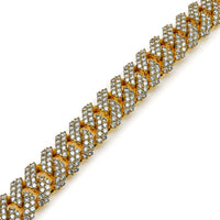 Mens Cuban Link Diamond Chain Yellow Gold Bracelet