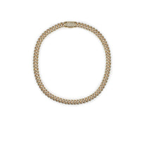 Mens Cuban Link Yellow Gold with Pavé Diamonds Necklace