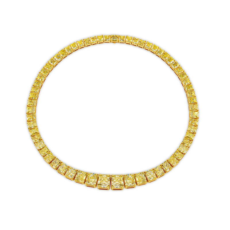 Graduated Fancy Yellow Radiant Cut Diamonds Necklace