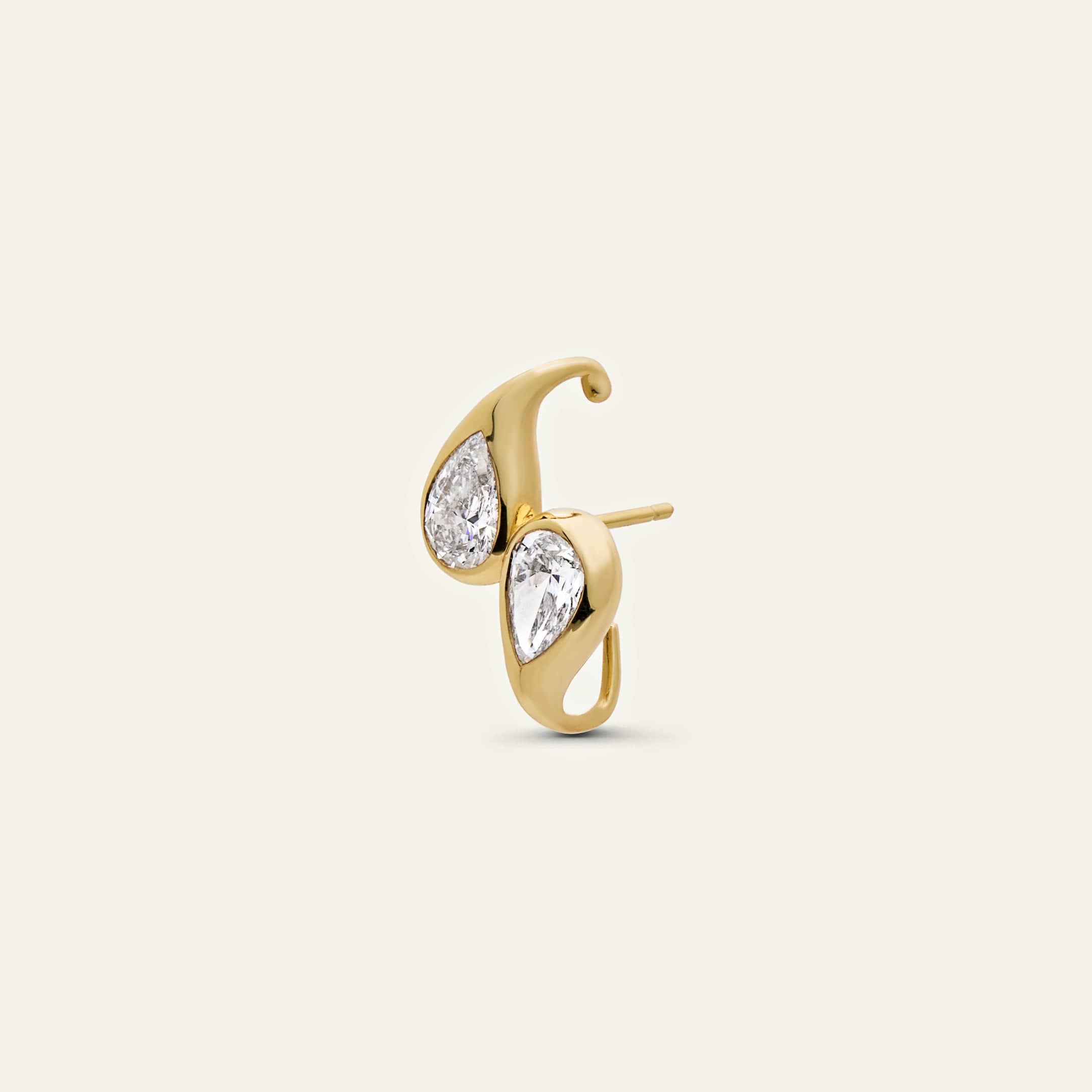 Mika Ear Cuff in Yellow Gold with Pear Diamonds
