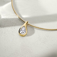 Mika Pear Diamond Pendant on Cuff Necklace