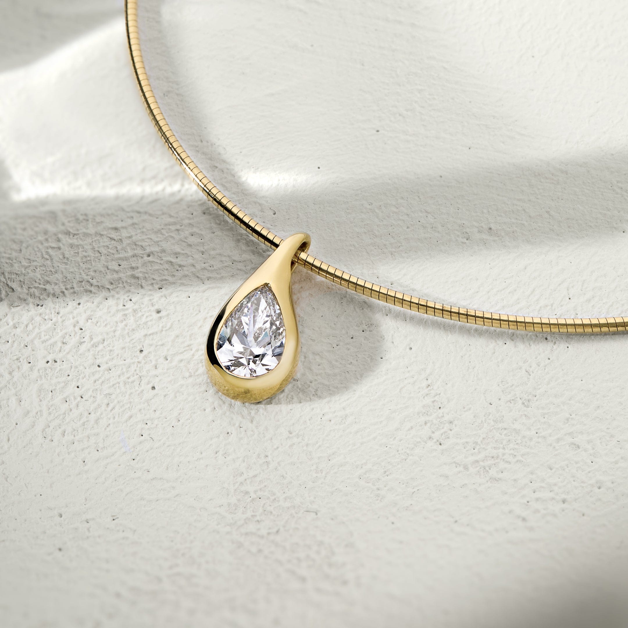 Mika Pear Diamond Pendant on Cuff Necklace