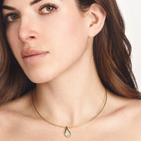 Mika Pear Diamond Pendant on Cuff Necklace