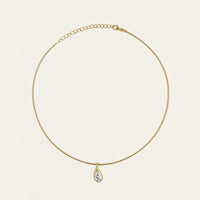 Mika Pear Diamond Pendant on Cuff Necklace