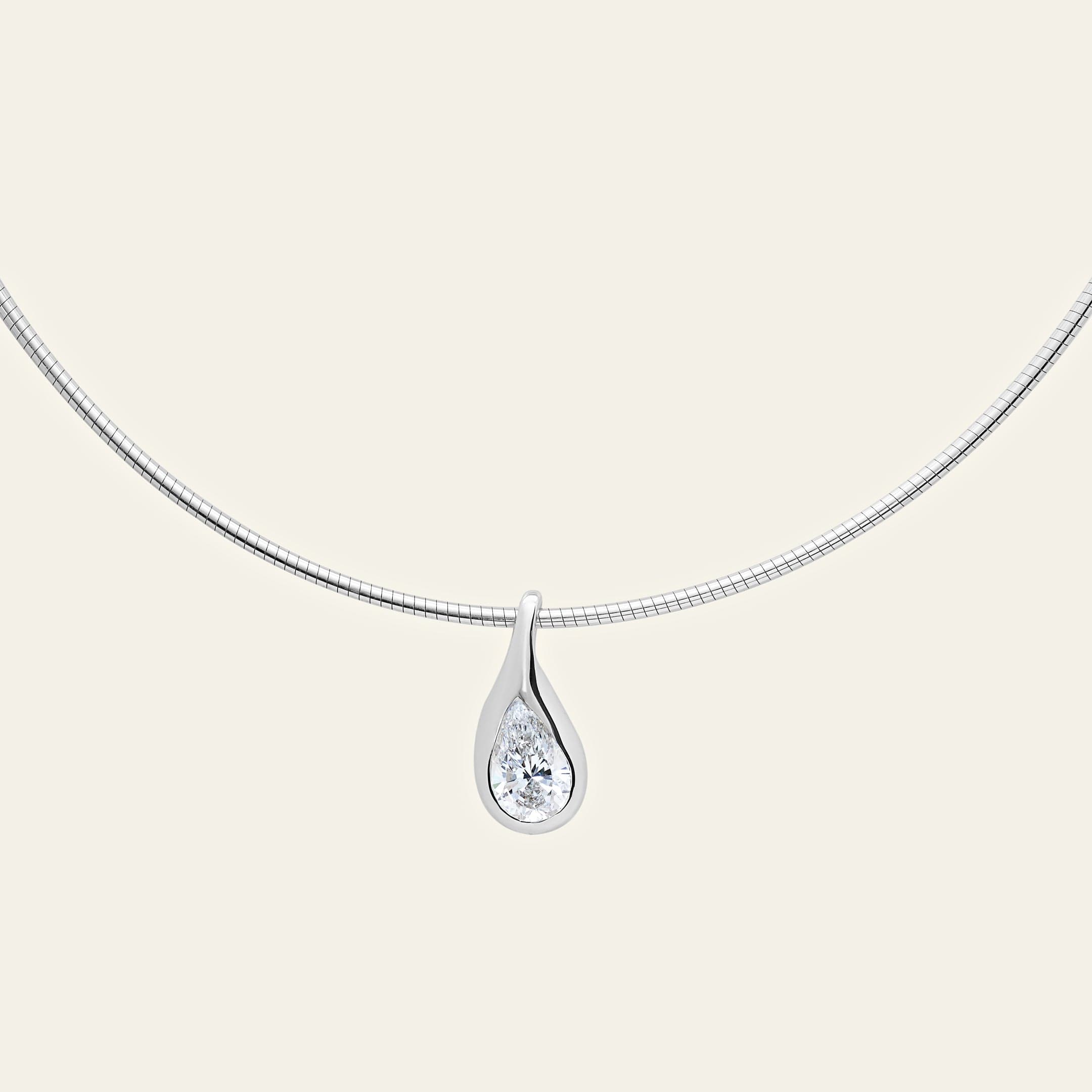 Mika Pear Diamond Pendant on Cuff Necklace