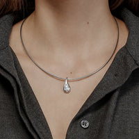 Mika Pear Diamond Pendant on Cuff Necklace