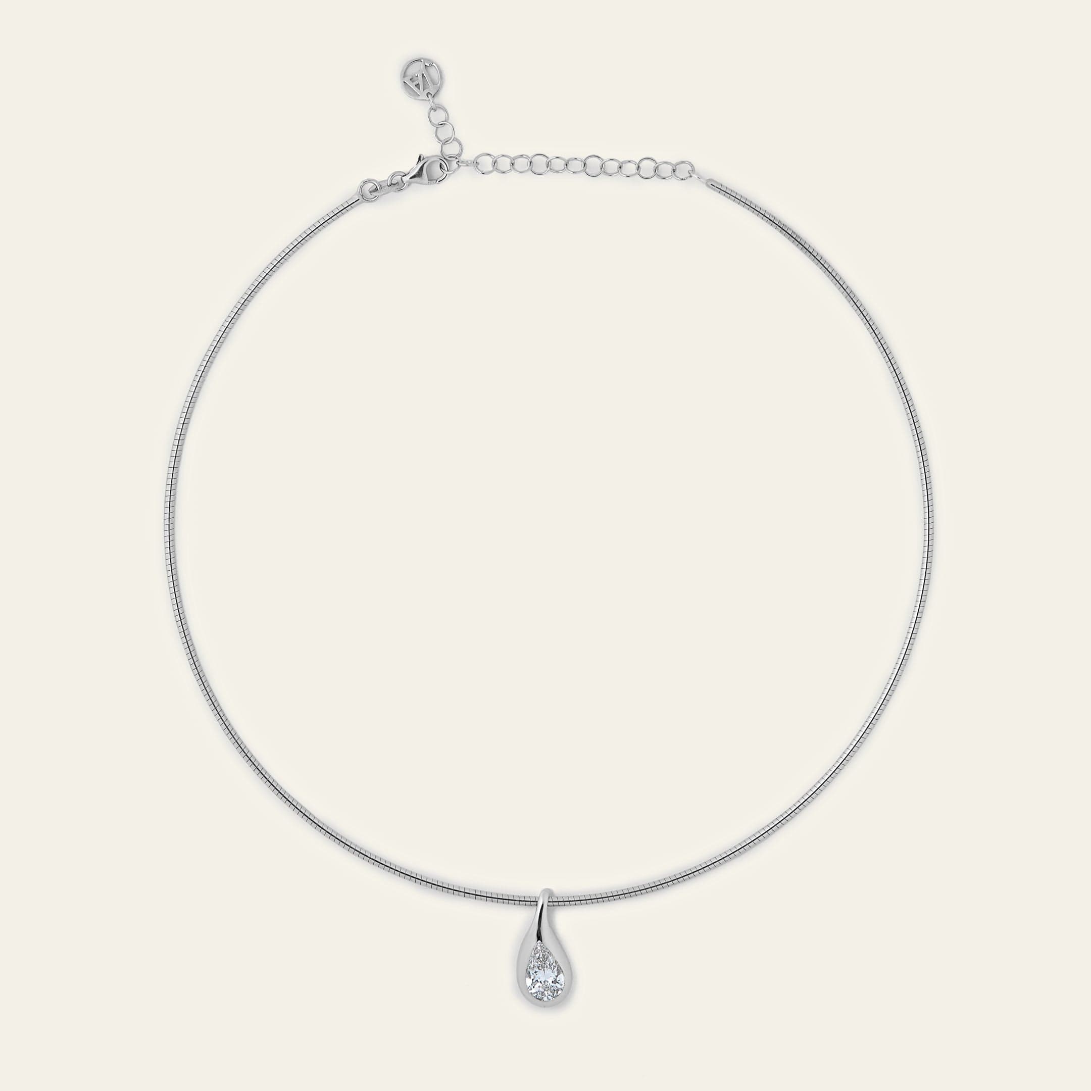Mika Pear Diamond Pendant on Cuff Necklace