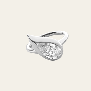 Mika Pinky Ring in White Gold with Pear Diamond