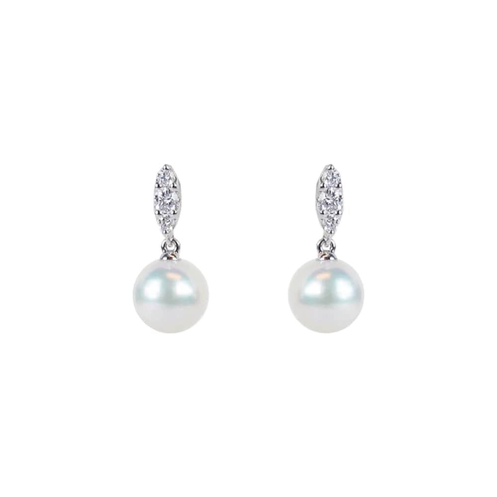 Morning Dew Akoya Pearl Earrings with Diamonds