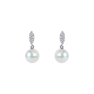 Morning Dew Akoya Pearl Earrings with Diamonds