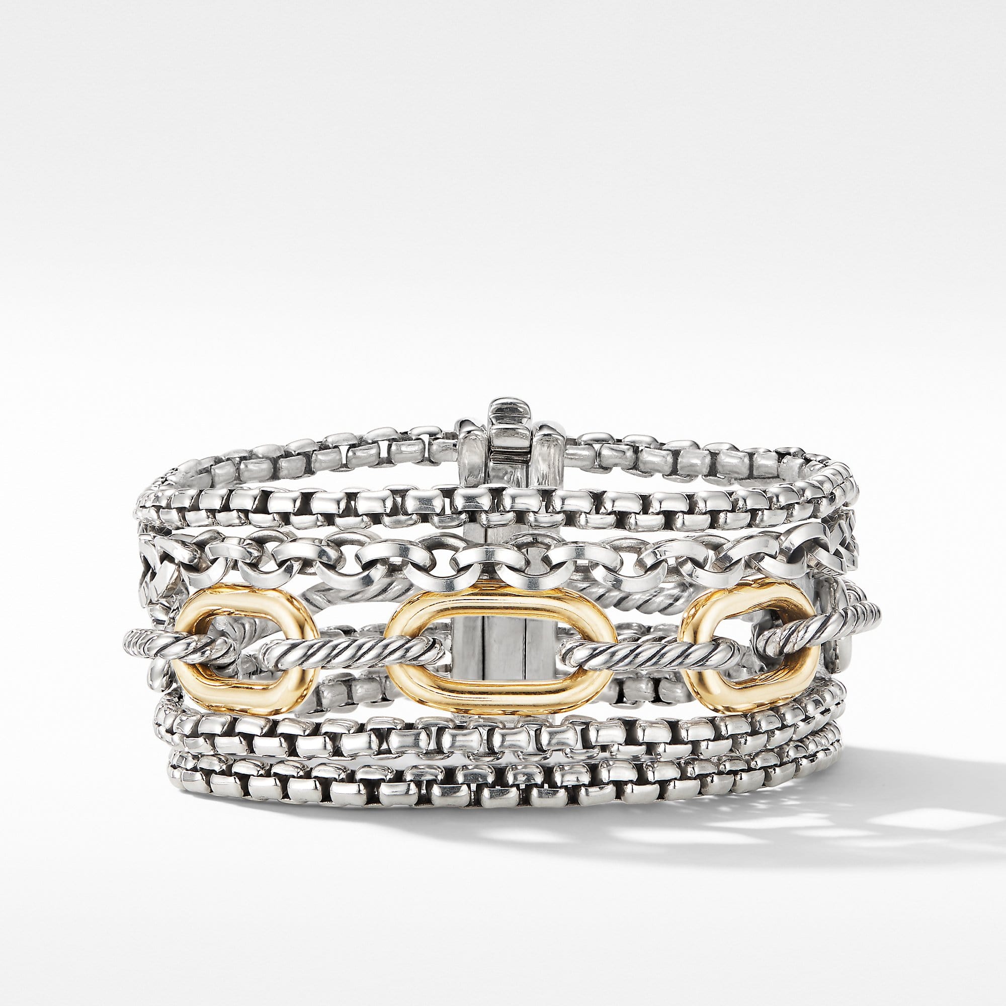 Multi-Row Chain Bracelet with 18K Yellow Gold