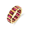 Emerald Cut Ruby Bezel Set Eternity Band
