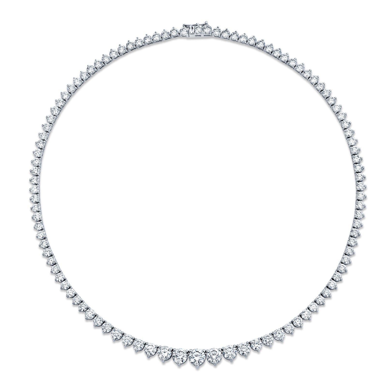 13 Carat Graduated Diamond Riviera 3-Prong Necklace