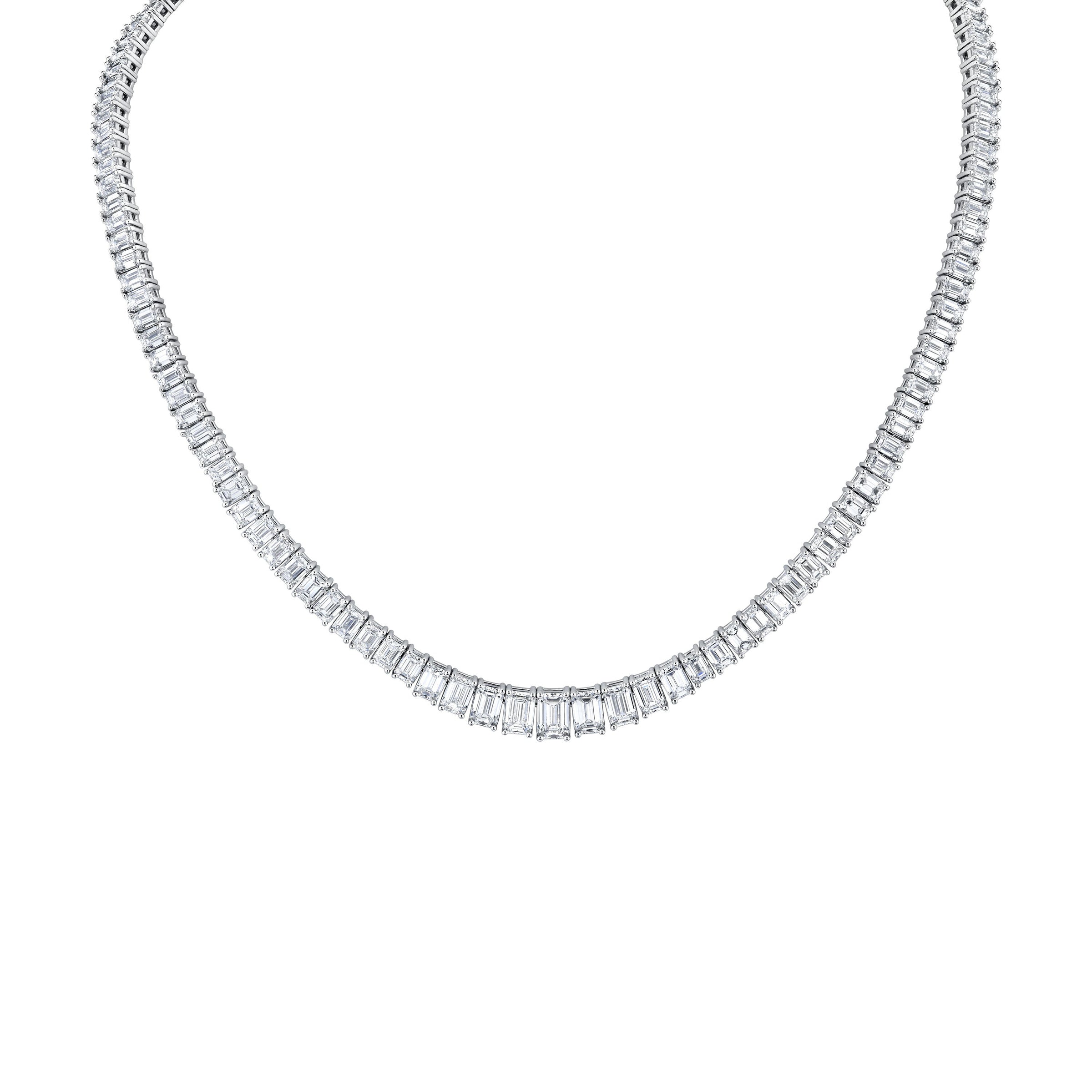 Graduating Emerald Cut Diamond Necklace