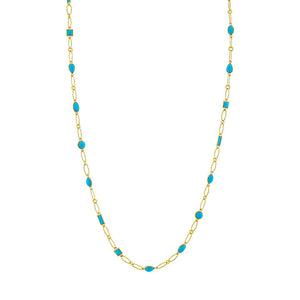 18k Yellow Gold Turquoise Mixed Shape Lacey Chain