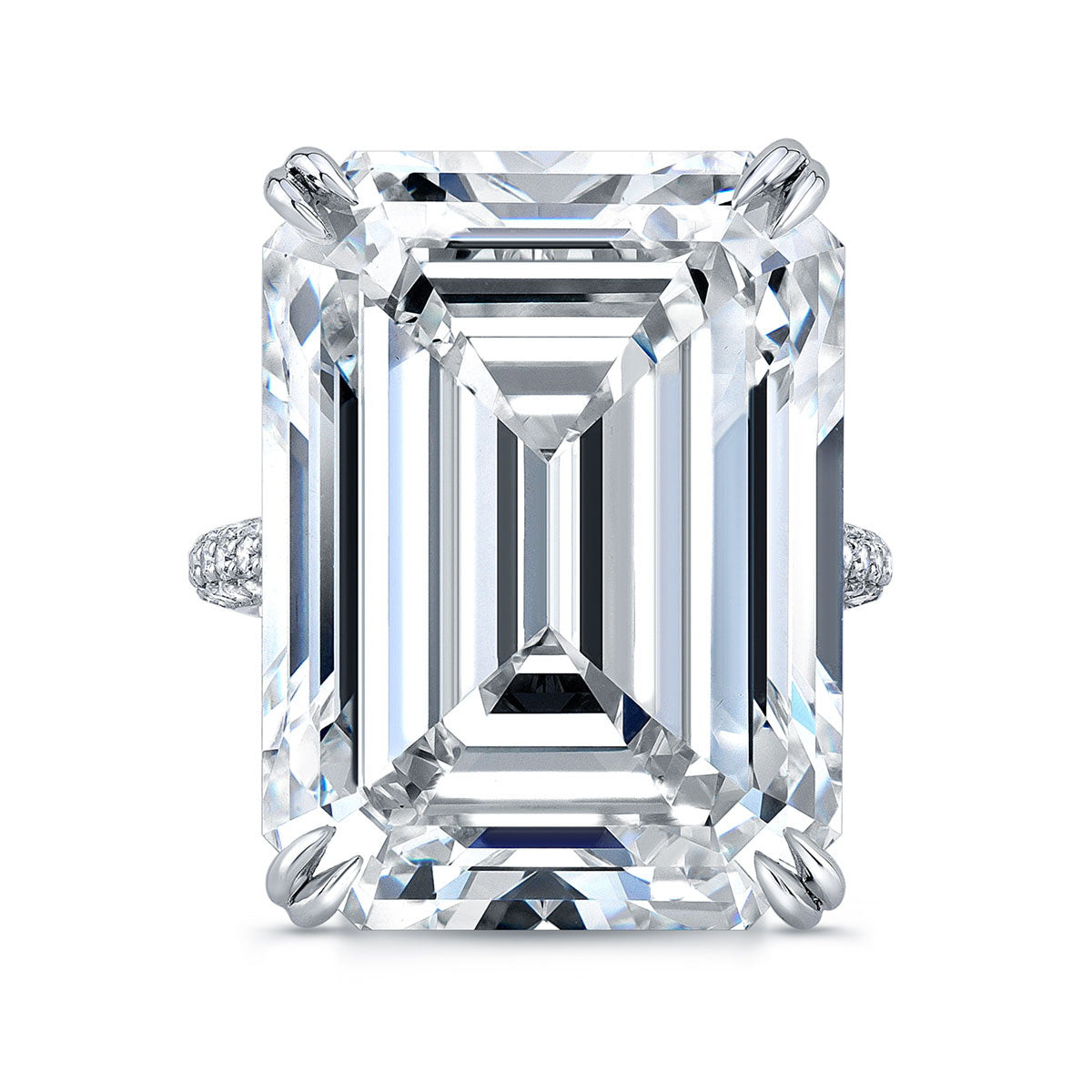 37.69 Carat Emerald Cut Diamond Ring with Pavé Band