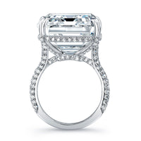 37.69 Carat Emerald Cut Diamond Ring with Pavé Band