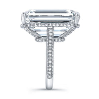 37.69 Carat Emerald Cut Diamond Ring with Pavé Band