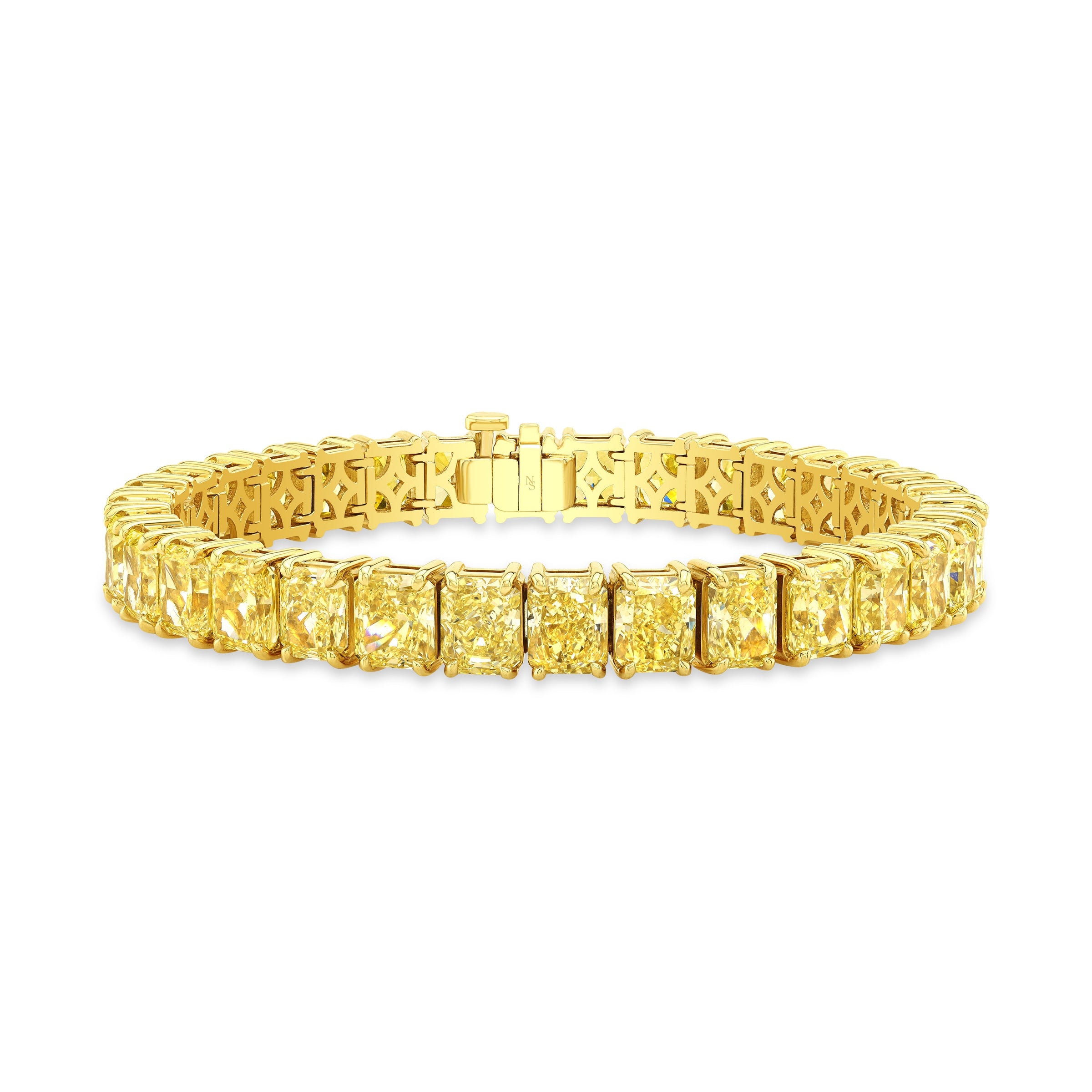 Fancy Yellow Radiant Diamond Straight Line Bracelet
