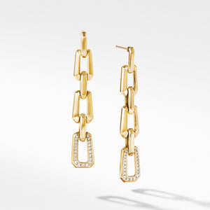 Novella Chain Link Drop Earrings in 18K Yellow Gold with Pave Diamonds