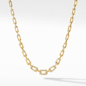 Novella Faceted Chain Necklace in 18K Yellow Gold with Pave Diamonds