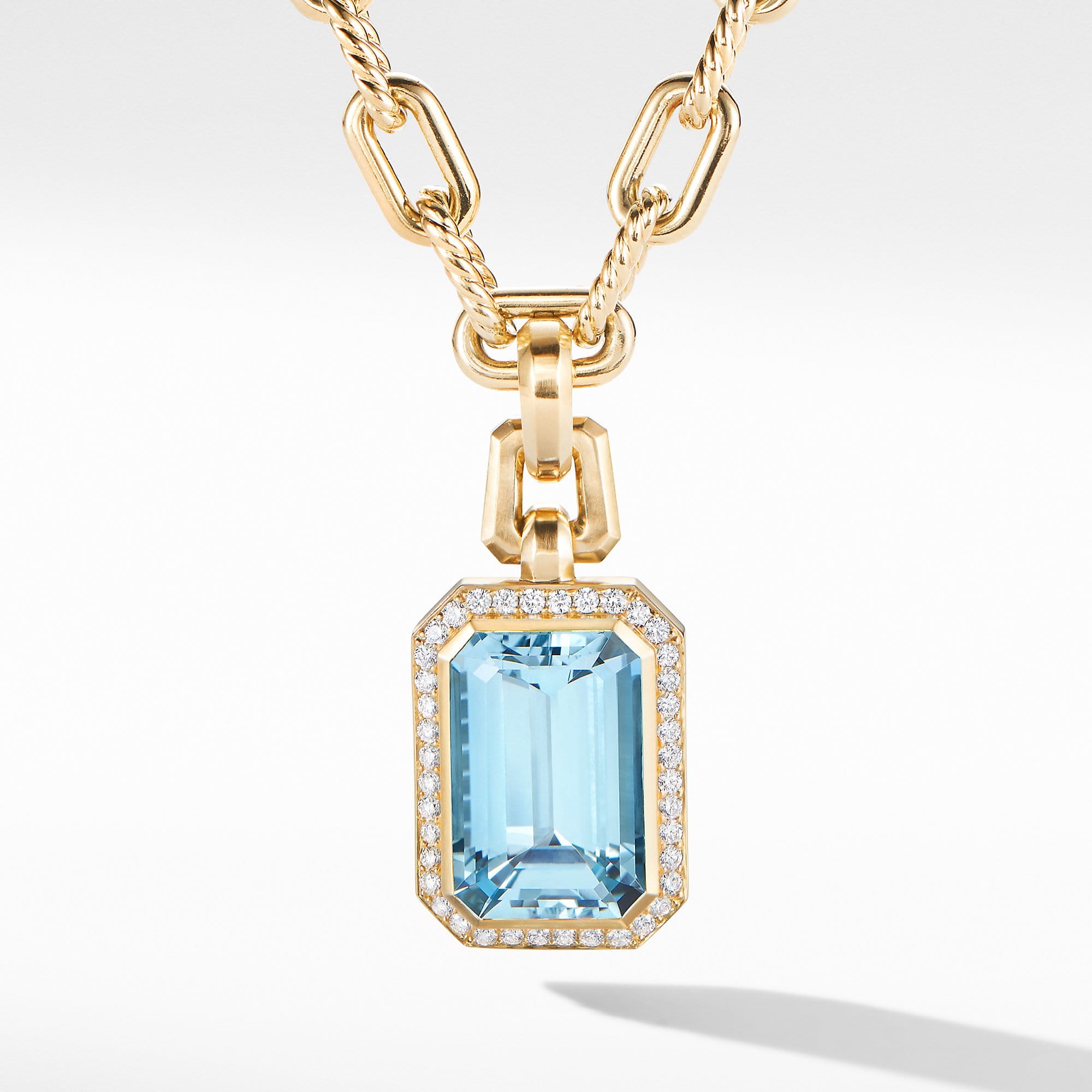 Novella Pendant in 18K Yellow Gold with Blue Topaz and Diamonds