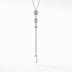 Novella Y Necklace with Morganite,  Pave Diamonds and 18K Rose Gold