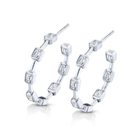 Emerald Cut Diamond Bezel Set Earrings