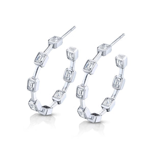 Emerald Cut Diamond Bezel Set Earrings