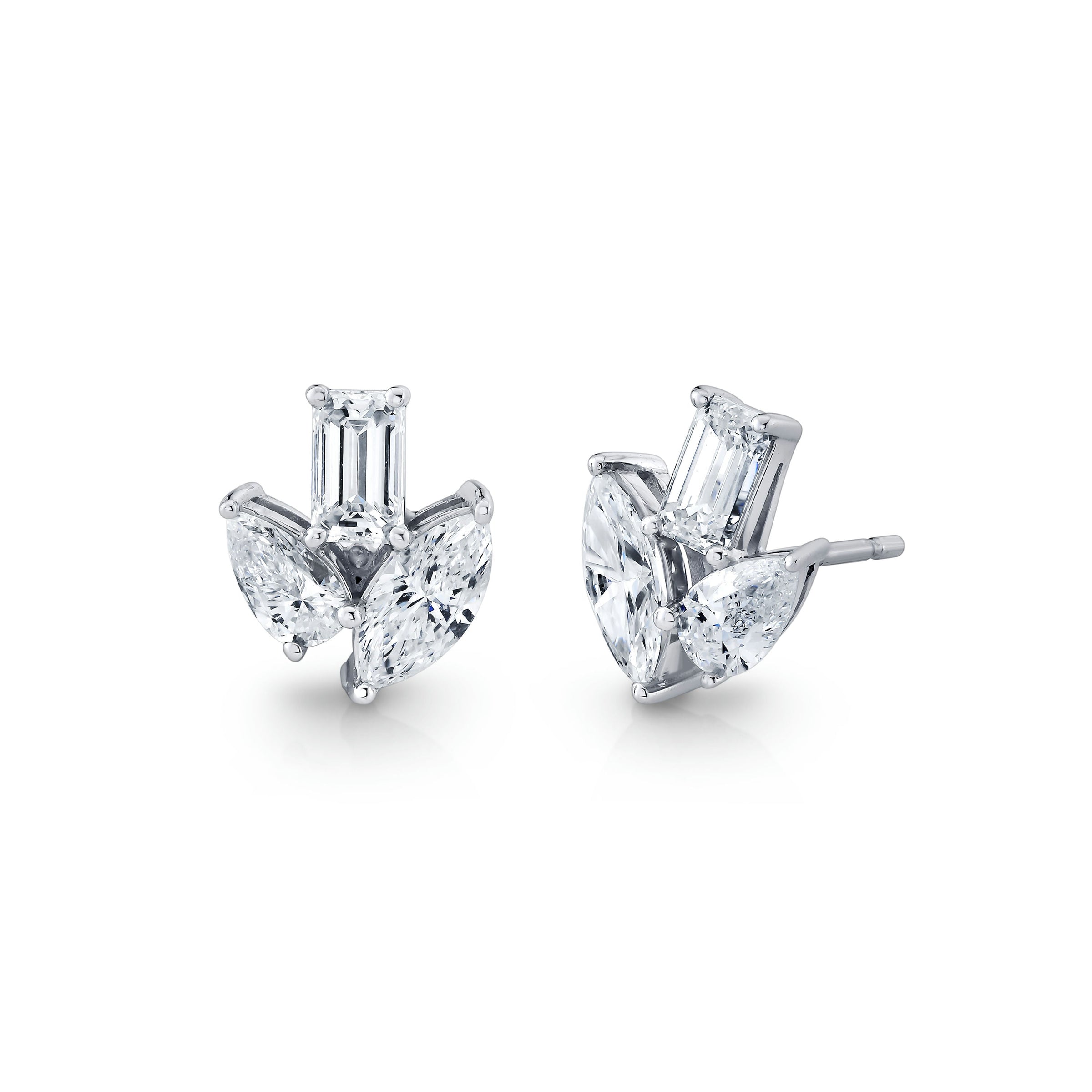 Multi Fancy Shape Diamond Stud Earrings