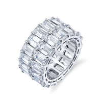 Double Row Emerald Cut Diamond Eternity Band