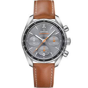Speedmaster 38 Steel on Leather Strap Grey
