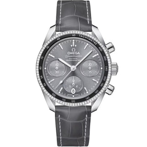 Speedmaster 38 Steel on Leather Strap Grey Diamond