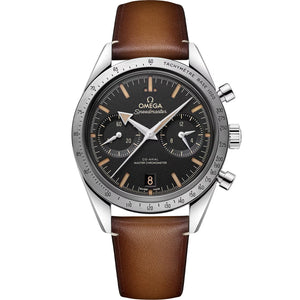 Speedmaster 57' Steel on Leather Strap Black