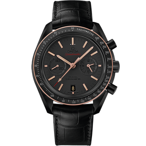 Speedmaster Dark Side of the Moon "Sedna Black" Black Ceramic on Leather Strap Grey