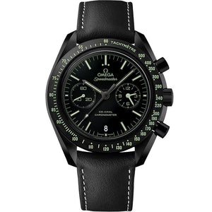 Speedmaster Dark Side of the Moon "Pitch Black" Black Ceramic on Leather Strap Black