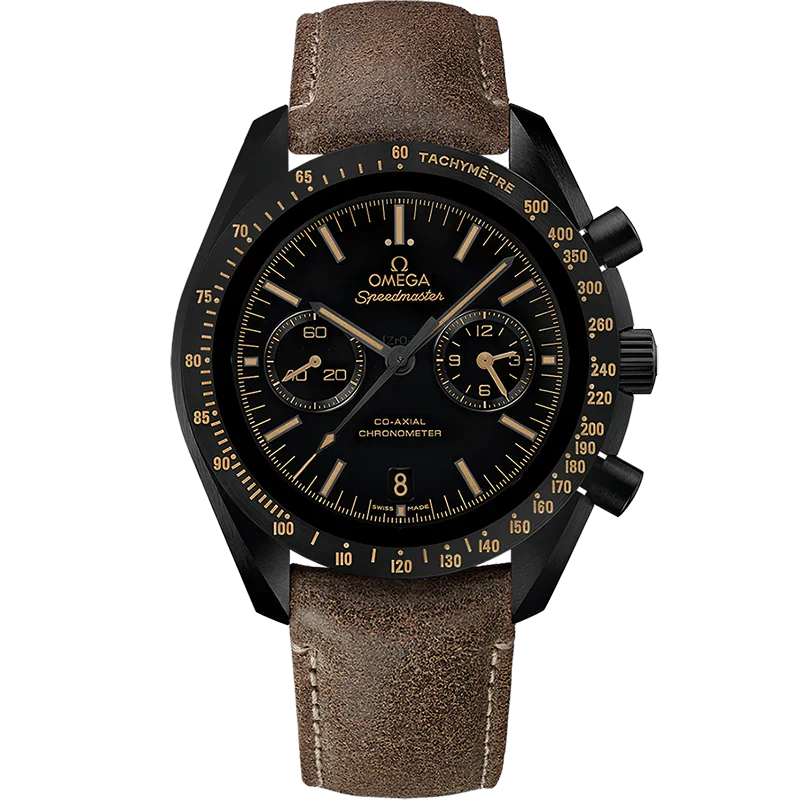 Speedmaster Dark Side of the Moon "Vintage Black" Black Ceramic on Leather Strap Black